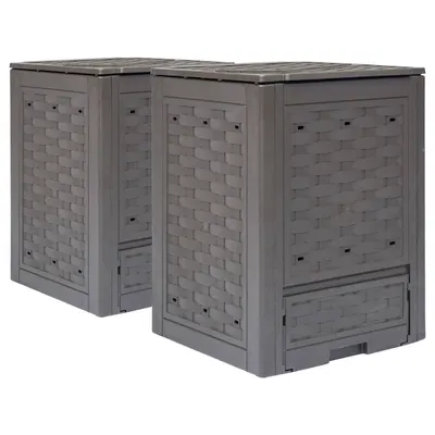 Gossi compostoare gradina 2 buc. maro 60x60x83 cm 600 l plastic ratan