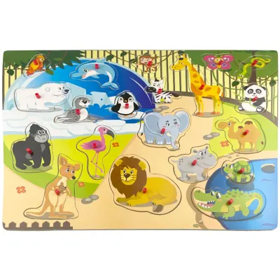 Puzzle din lemn, Regatul animalelor, 20 piese