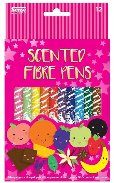 Set de pixuri cu pâslă parfumate Sense - 12 culoare, fructe