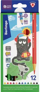 Creioane colorate Berlingo SuperSoft - Triunghiulare, 12 culori