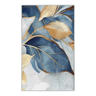 Covor albastru/auriu lavabil 120x180 cm Golden Leaves – Mila Home