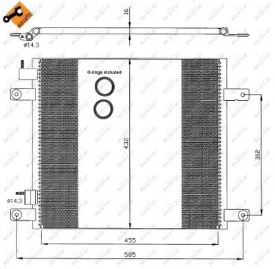 Condensator A C 455x432x16 potrivit DAF 65 CF, 75 CF, 85 CF, CF 65, CF 75, CF 85 02.98-12.20