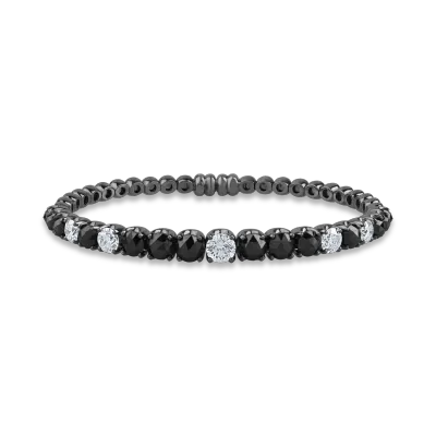 Bratara din aur negru cu diamante transparente de 2.09ct si diamante negre taietura rose de 5.27ct