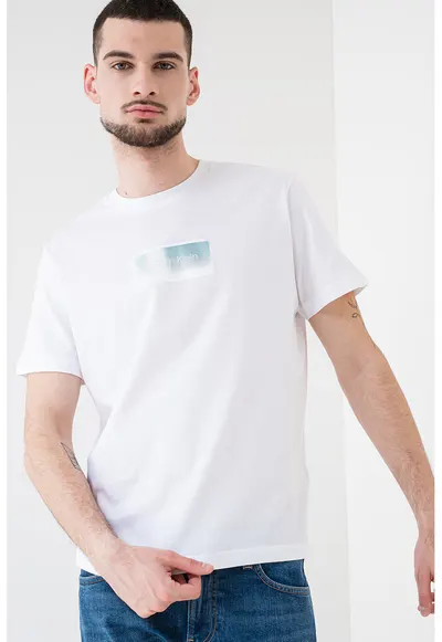Tricou din bumbac organic cu logo - Alb