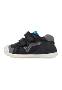 Pantofi sport de piele si piele ecologica - Negru/Gri inchis