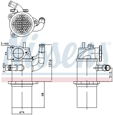 Radiator recirculare gaze esapament potrivit AUDI A4 ALLROAD B8, A4 ALLROAD B9, A4 B8, A4 B9, A5, A6 C7, Q5 2.0D 11.07