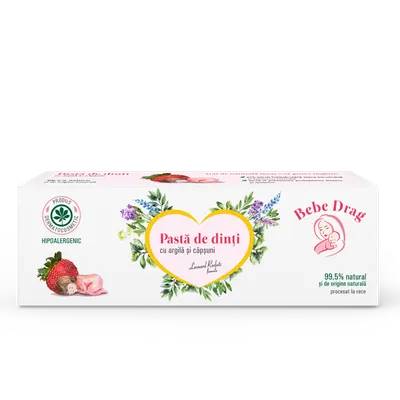 Pasta de dinti cu argila desilicata si capsuni, 50ml, VivaNatura