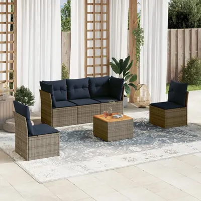 Gossi set canapele de gradina cu perne, 6 piese, gri, poliratan
