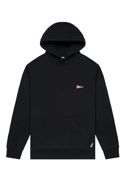 Hanorac barbati fleece - negru - bumbac - cu gluga si buzunar cangur