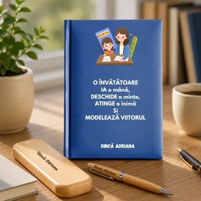 Cadou pentru Educatoare- Agenda + set de scris personalizat
