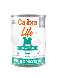 Hrana umeda caini, Calibra Dog Life Sensitive Salmon with Rice, 400 g