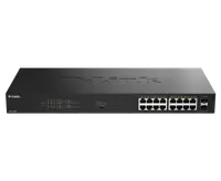 Switch D-Link 16 port GE PoE Unmanaged, capacitate 36 Gbps, standar PoE 802.3af/at, negru