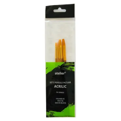 Set 2 x Pensule Pictura Acrilice Atelier, 5 Bucati
