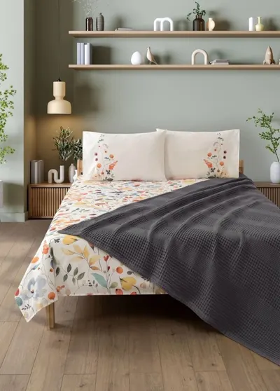 Set de lenjerie de pat cu cuvertură Rakla - Fayette, 4 piese, Grey