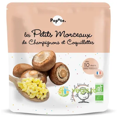 Mancare Bucatele Mici cu 50% Ciuperci si Paste +10 Luni Ecologica/Bio 190g