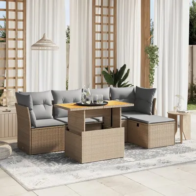 Gossi set canapele de gradina cu perne, 6 piese, bej, poliratan