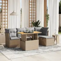 Gossi set canapele de gradina cu perne, 6 piese, bej, poliratan