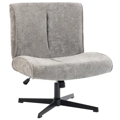 HOMCOM Scaun accent rotativ, fotoliu lounge tapițat cu catifea, reglabil pe înălțime pentru living, birou, gri | Aosom Romania