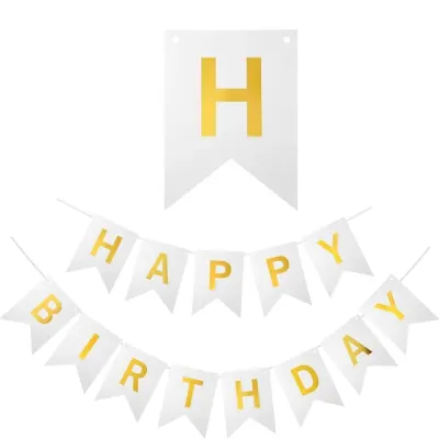 Ghirlandă hârtie cu litere pentru petrecere cu mesaj Happy Birthday - alb - Default Title
