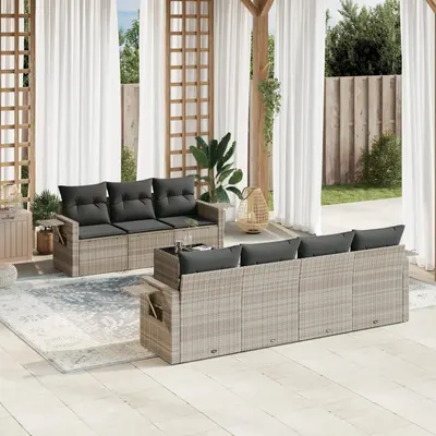 Gossi set mobilier de gradina cu perne, 8 piese gri deschis poliratan