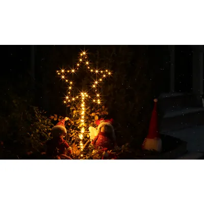 Stea iluminata cu LED pentru gradina, cu baterii. Timer 6+18h, 80LED, 3000K, IP44, 3xAA