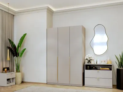 Dulap dormitor haine Bej/casmir 3U Auris