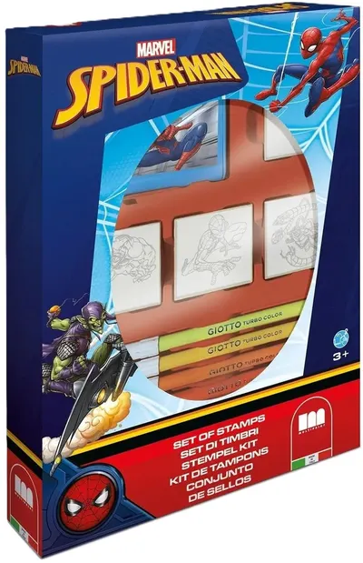 Set de ștampile Multiprint Spider-Man - 4 buc., cu carioci