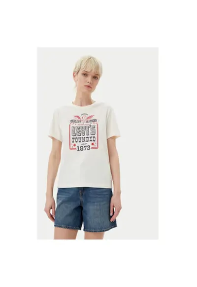Tricou dama Levi S - A8802-0041 - Bumbac - Alb - Alb