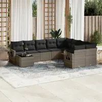 Gossi set mobilier de gradina cu perne, 10 piese, gri, poliratan
