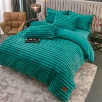 Lenjerie Deluxe, Jojo Home, 4 Piese, Blanita Shorthair si CoCoLiNo, cu Elastic Perimetral, Turquoise