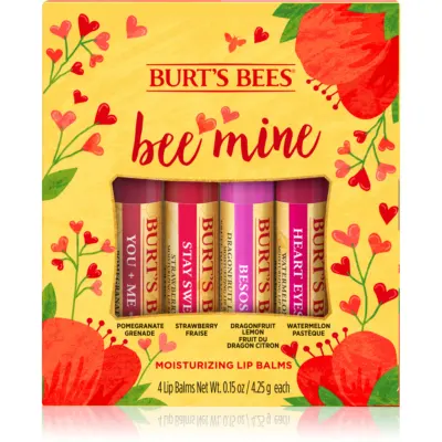 Burt’s Bees Bee Mine balsam de buze cu ceara de albine aroma Pomegranate, Strawberry, Dragonfruit Lemon, Watermelon 4x4.25 g