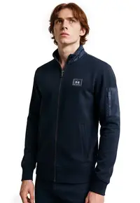 Bluza de trening cu buzunare si aplicatie logo - Bleumarin