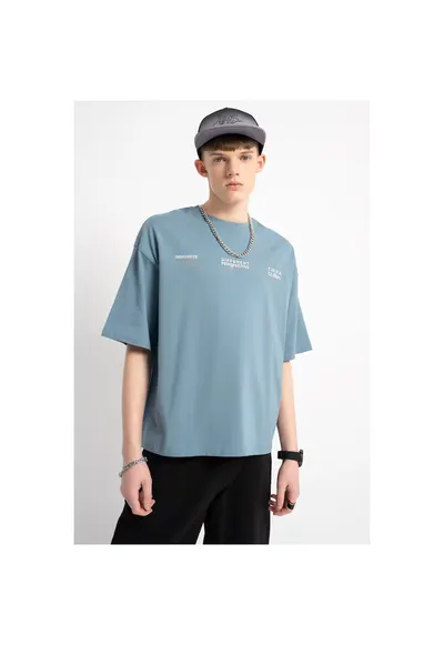 Tricou oversized cu text imprimeu