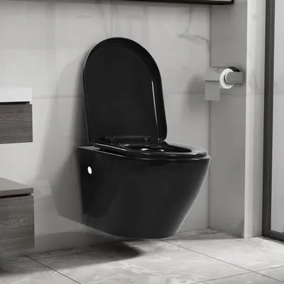 Gossi vas wc suspendat fara rama, negru, ceramica