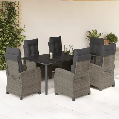 Gossi set mobilier de gradina cu perne, 7 piese, gri, poliratan
