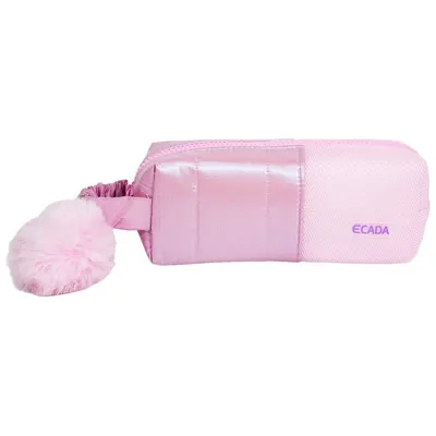 Penar tip etui, 1 fermoar, 20x6x7cm, roz cu pom-pom, 78407, Ecada