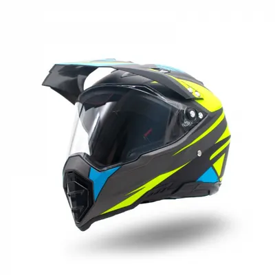 Casca motocross enduro adulti XTR 128, culoare galben albastru, marime L