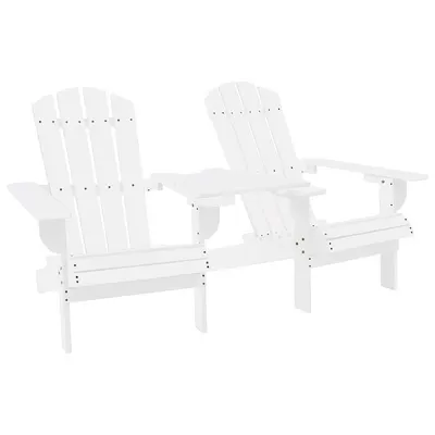 vidaXL Scaune de grădină Adirondack & masă ceai, alb, lemn masiv brad