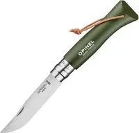 Cuțit pliabil Opinel Inox - №8, cu curea din piele, kaki