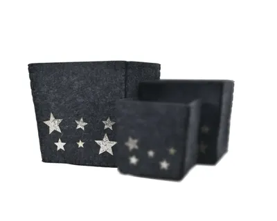 Cutie depozitare - Felt Box Stars, Black 19x19x19cm