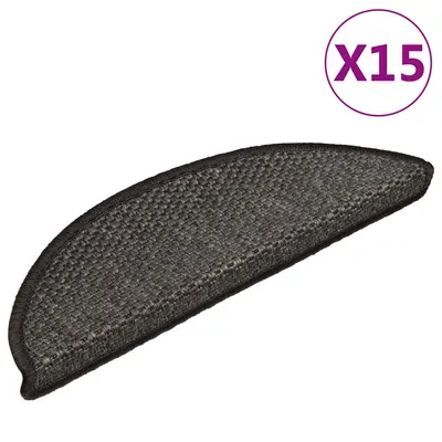 vidaXL Covorașe scări autoadezive 15 buc antracit 56x17x3 aspect sisal