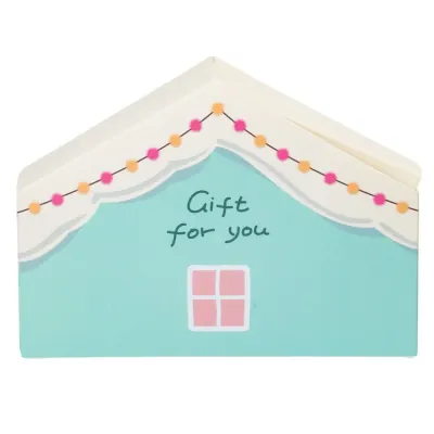 Cutie hârtie în formă de casă cu mesaj "Gift for you" - turcoaz (set 10 buc) 4x14x10cm - Default Title