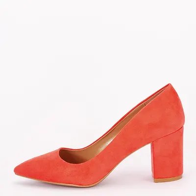Pantofi portocalii cu toc gros Adelina 03