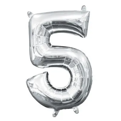 Balon folie argintiu cifra 5