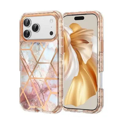 Husă Prism Luxe, Apple iPhone 17 Pro, Design Marmură Premium, Protecție Completă, Portocaliu Engros