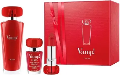 Pupa Set Vamp! Red - Apă de parfum, lac de unghii și ruj, 50 + 9 ml + 3.5 g