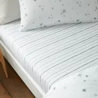 Cearceaf pentru copii alb din bumbac pentru pătuț cu elastic 70x140 cm Stars – Bianca