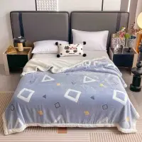 Patura CoCoLiNo cu blanita, 200x230cm, Jojo Home, Bleu, Forme Geometrice