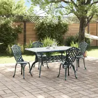 vidaXL Set de masă pentru grădină 5 buc. Verde Aluminiu