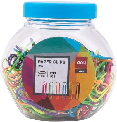 Agrafă de hârtie Deli Vivid color - E0053, 29 mm, 200 bucăți
